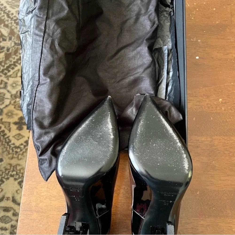 Yves Saint Laurent Black Patent Heels - Picture 6 of 9